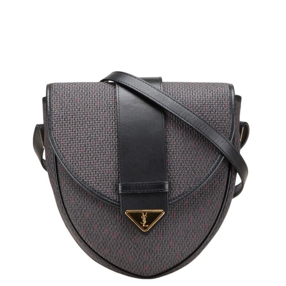 Saint Laurent YSL Monogram Shoulder Bag Purple Black Leather